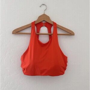 Athleta Maldives High Neck Bikini Top 38D/DD Vermilion Bra Sized Swim Red Orange